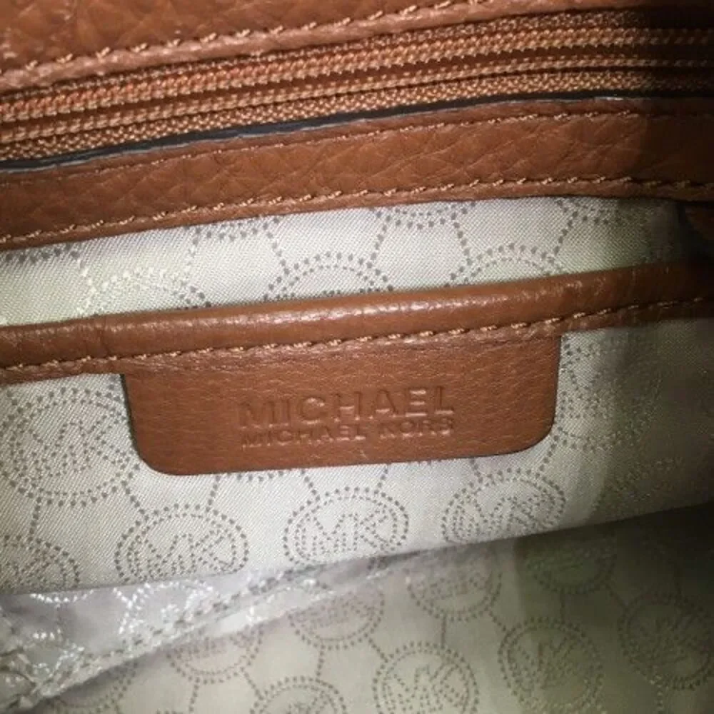 Michael Kors Luggage Brown Leather Camden Drawstring Shoulder Bag Purse Tote
